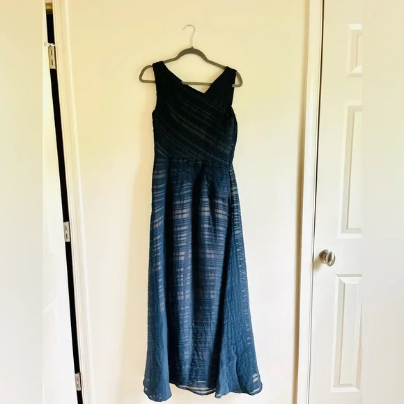 Tadashi Soji pleated navy dress, (worn one time) bought at Nordstrom for $350. - Picture 1 of 9